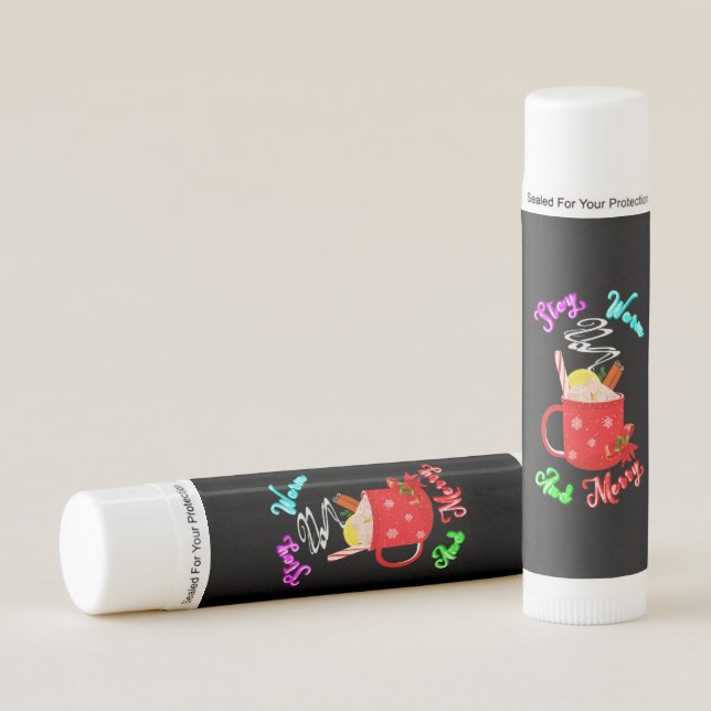 Stay Warm And Merry Cinnamon Snowflakes Christmas Lip Balm (Front)