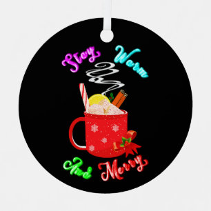 Stay Warm And Merry Cinnamon Snowflakes Christmas Metal Ornament