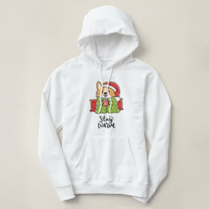 Stay Warm Christmas Corgi Santa Hat Holiday Hoodie