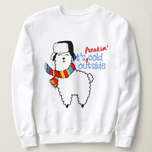 Stay Warm  Festive Cute Llama Ugly Christmas Sweatshirt