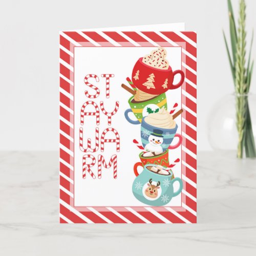 Stay Warm with Hot Cocoa Mugs Holiday Card