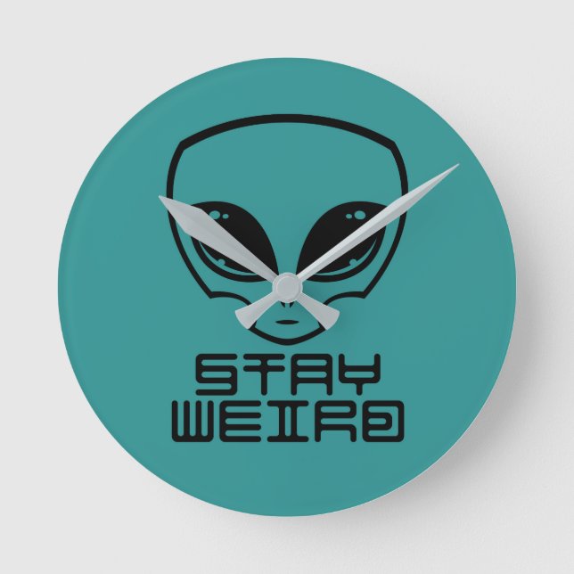 Stay Weird Alien Head Round Clock (Front)