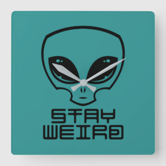 Stay Weird Alien Head Square Wall Clock