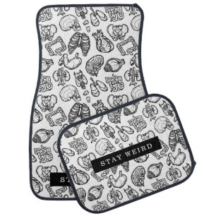 Stay Weird Black & White Human Anatomy Biology Car Floor Mat
