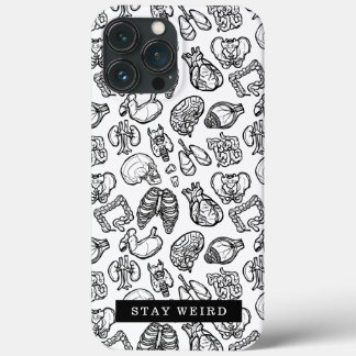 Stay Weird Black & White Human Anatomy Biology iPhone 13 Pro Max Case