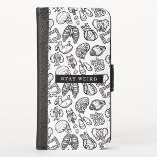 Stay Weird Black & White Human Anatomy Biology iPhone X Wallet Case