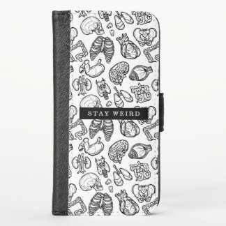 Stay Weird Black & White Human Anatomy Biology iPhone X Wallet Case