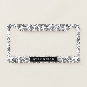 Stay Weird Black & White Human Anatomy Biology License Plate Frame