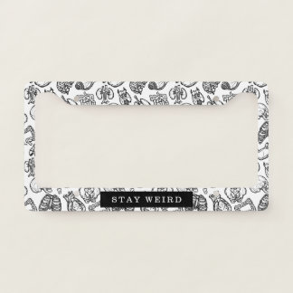 Stay Weird Black & White Human Anatomy Biology License Plate Frame