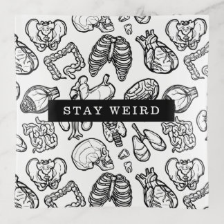 Stay Weird Black & White Human Anatomy Biology Trinket Tray