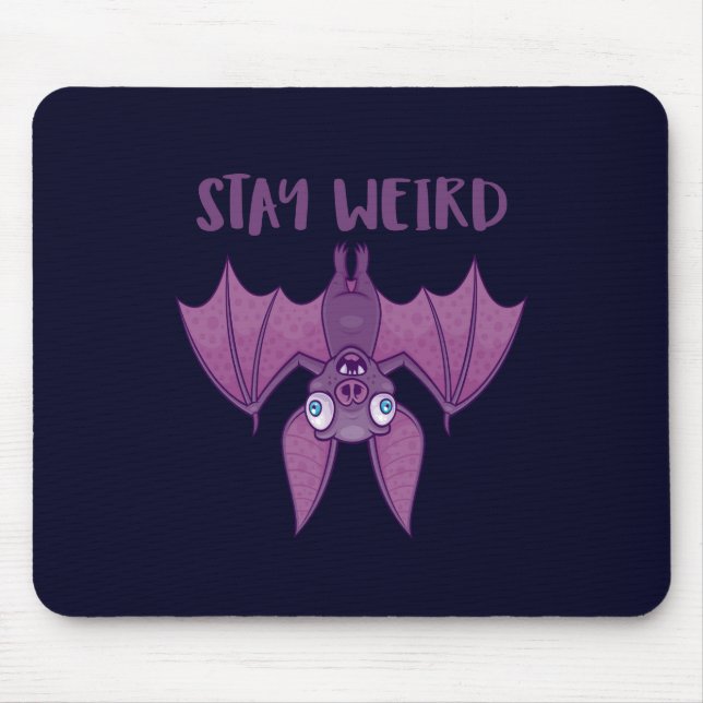 Stay Weird Cartoon Bat Mouse Pad (Front)