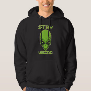 Stay Weird Colorful Alien Head UFO Human Festival Hoodie