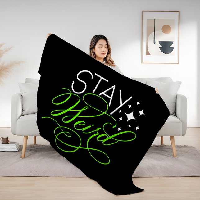 Stay Weird Cosmic Quirky Motivational Quote Sherpa Blanket (Creator Uploaded)