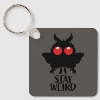 Stay Weird Creepy Cute Mothman Cryptid Keychain