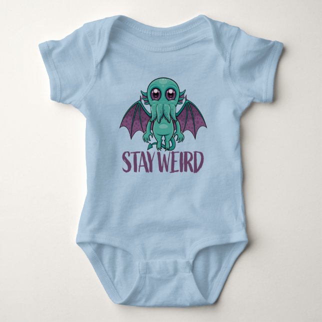 Stay Weird Cute Cthulhu Monster Baby Bodysuit (Front)