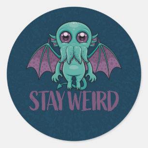 Stay Weird Cute Cthulhu Monster Classic Round Sticker