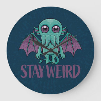Stay Weird Cute Cthulhu Monster Large Clock
