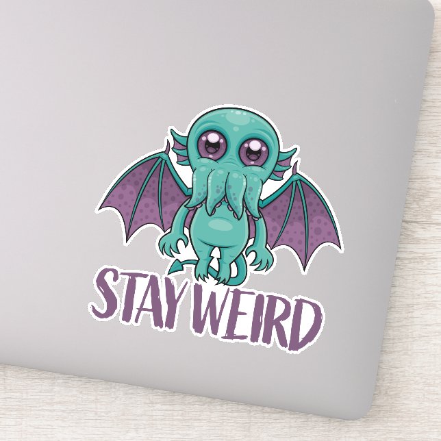 Stay Weird Cute Cthulhu Monster Sticker (Detail)
