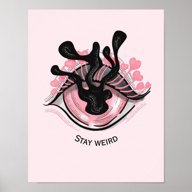 Stay Weird Eye - Pastel Goth Pink Poster (Front)