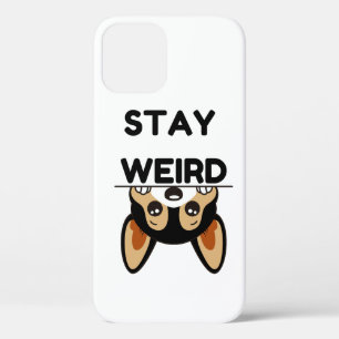 Stay Weird Funny Boston Terrier Cartoon Dog iPhone 12 Case