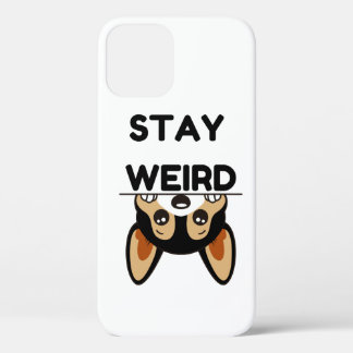 Stay Weird Funny Boston Terrier Cartoon Dog iPhone 12 Case