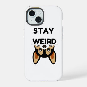Stay Weird Funny Boston Terrier Cartoon Dog  iPhone 15 Case