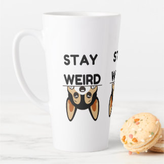 Stay Weird Funny Boston Terrier Cartoon Dog Latte Mug