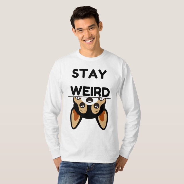 Stay Weird Funny Boston Terrier Cartoon Dog  T-Shirt (Front Full)