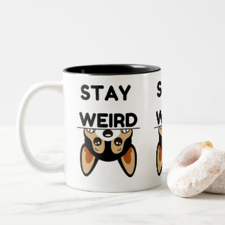 Stay Weird Funny Boston Terrier Cartoon Dog Two-Tone Coffee Mug