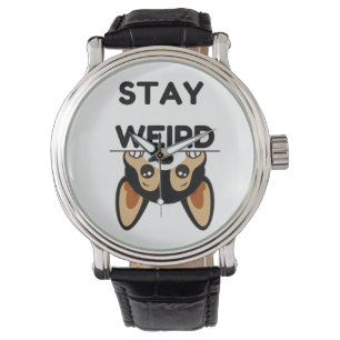 Stay Weird Funny Boston Terrier Cartoon Dog Watch