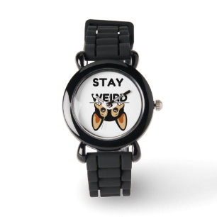 Stay Weird Funny Boston Terrier Cartoon Dog Watch