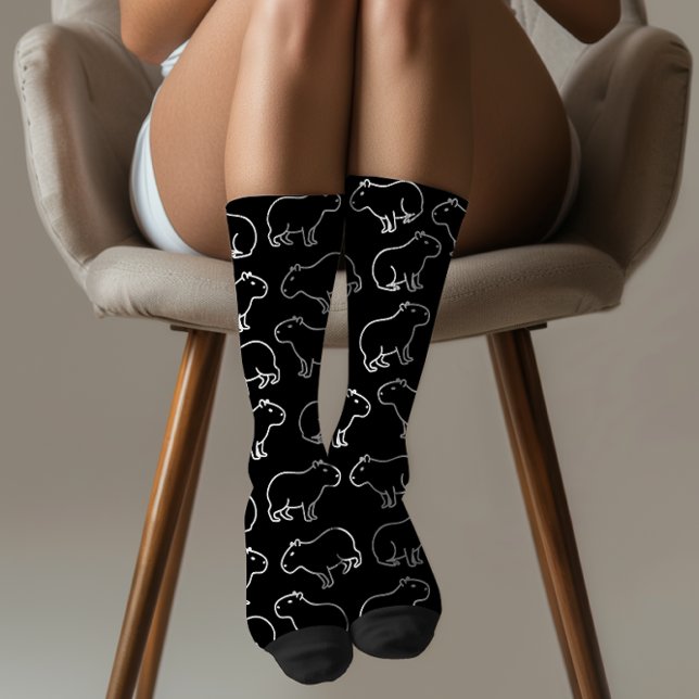 Stay Weird Funny Capybara Pattern Socks (This quirky and minimalist capybara pattern is a playful celebration of individuality and charm. )