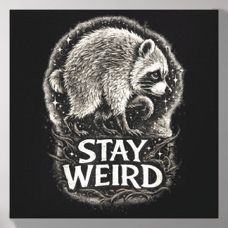 Stay Weird Funny Raccoon Woodland Humor Animal Canvas Photo Tile