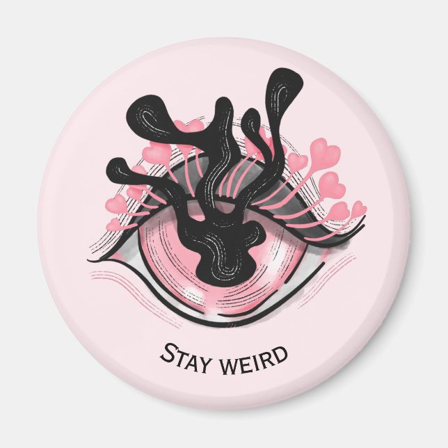 Stay Weird Goth Pink Eye Creepy Horror Wicca Magnet (Front)