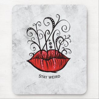 Stay Weird Gothic Lips Tattoo Oddity Mouse Pad