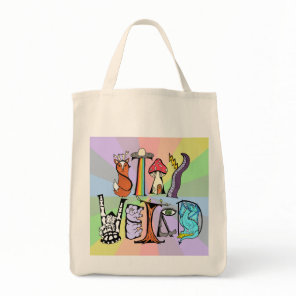 Stay Weird Grocery Tote Bag Rainbow Background