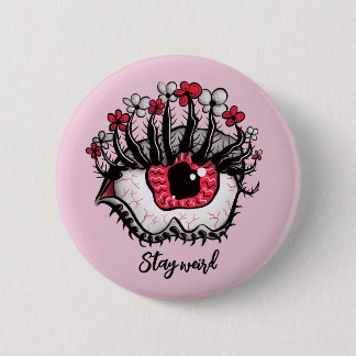 Stay Weird Horror Pastel Goth Eye Macaber Pink Button