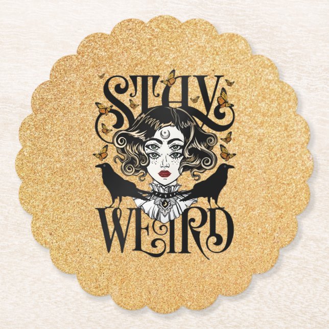 Stay Weird Paper Coaster (Front)