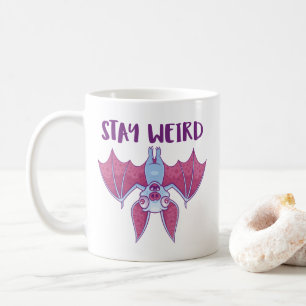 Stay Weird Quirky Albino Vampire Bat Cartoon Coffee Mug