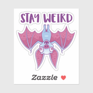 Stay Weird Quirky Albino Vampire Bat Cartoon Sticker