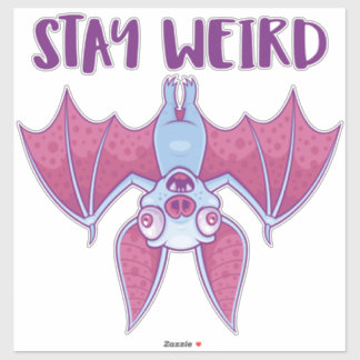 Stay Weird Quirky Albino Vampire Bat Cartoon Sticker