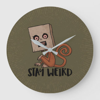 Stay Weird Sack Monkey Large Clock