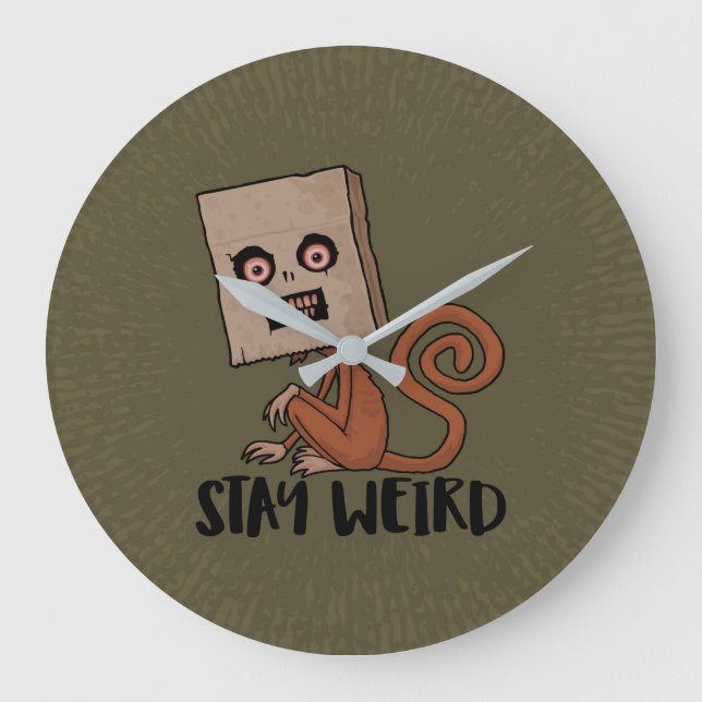 Stay Weird Sack Monkey Large Clock (Front)