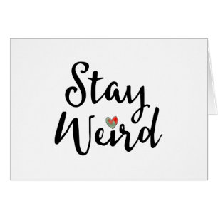 Stay Weird Script Typography with Abstract Heart Cards