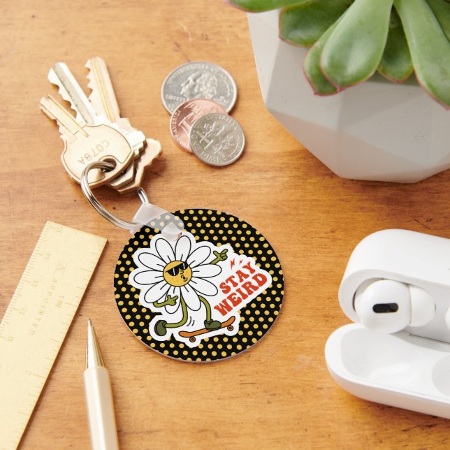 Stay Weird Skateboarding Daisy Keychain (Desk)