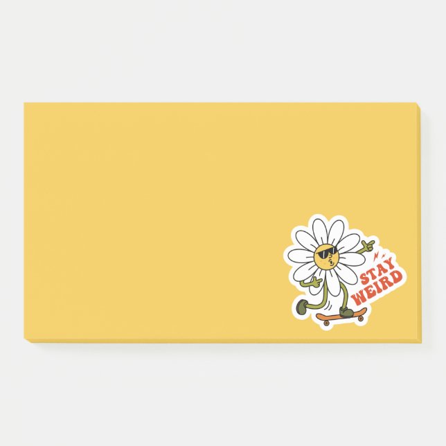 Stay Weird Skateboarding Daisy Post-it Notes (Front)