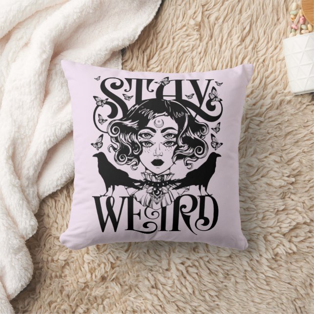 Stay Weird Throw Pillow (Blanket)