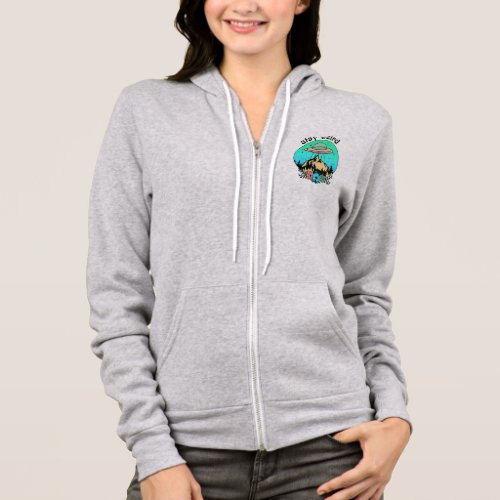 Stay Weird UFO Abduction with Floral Frame Hoodie