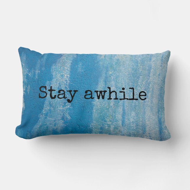 stay while quote on texture paint lumbar pillow (Front)