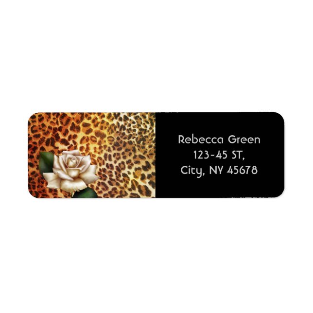 Stay Wild Animal print leopard white rose Label (Front)
